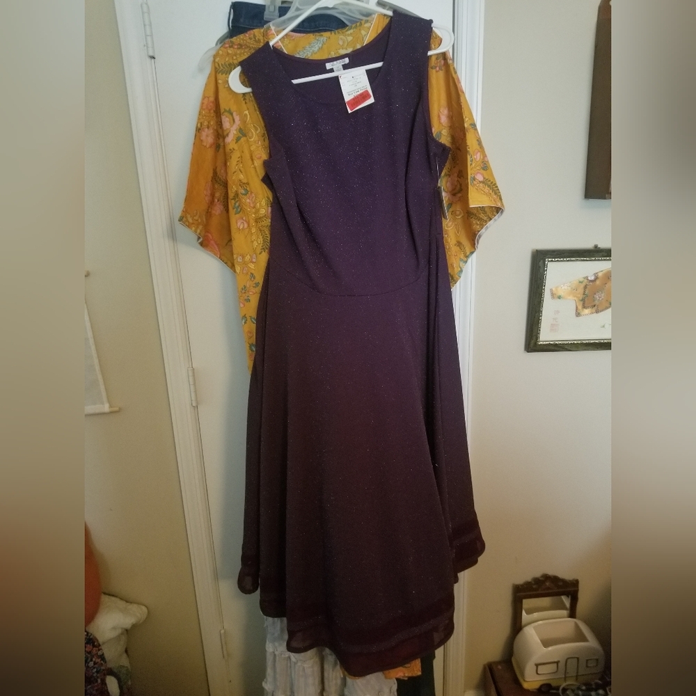 Sleeveless Sparkly Purple Midi Dress
